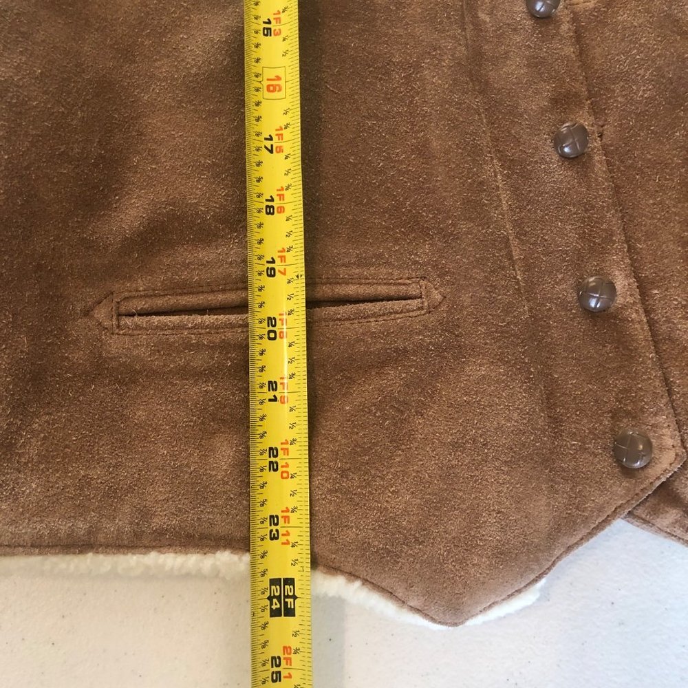 Adler Leather Manufacturing Co Vintage Size 42 Suede Sherpa Lined Vest Jacket - Picture 10 of 15